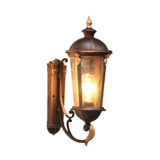Water Glass Sconce Outdoor Wall Mount Light with Dark Coffee Urn Fixture