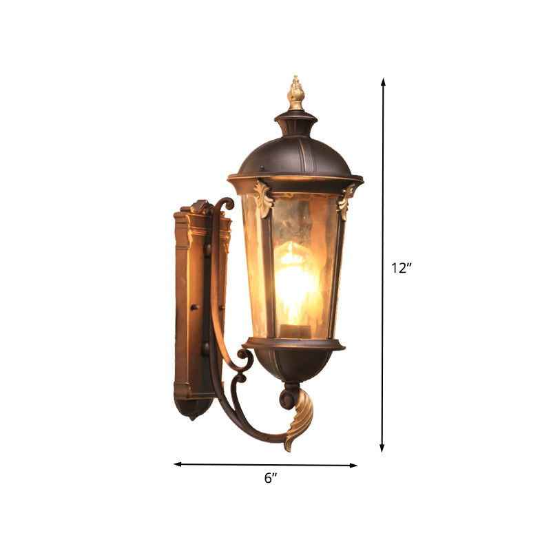 Water Glass Sconce Outdoor Wall Mount Light with Dark Coffee Urn Fixture