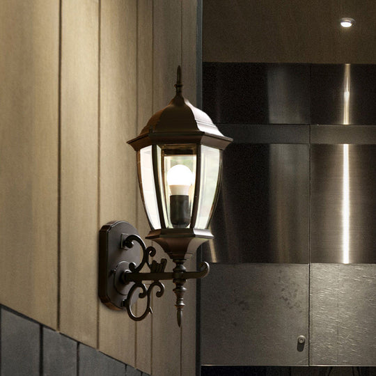 Clear Glass Pinecone Sconce Light - Outdoor Wall Mounted Lamp in Black/Bronze