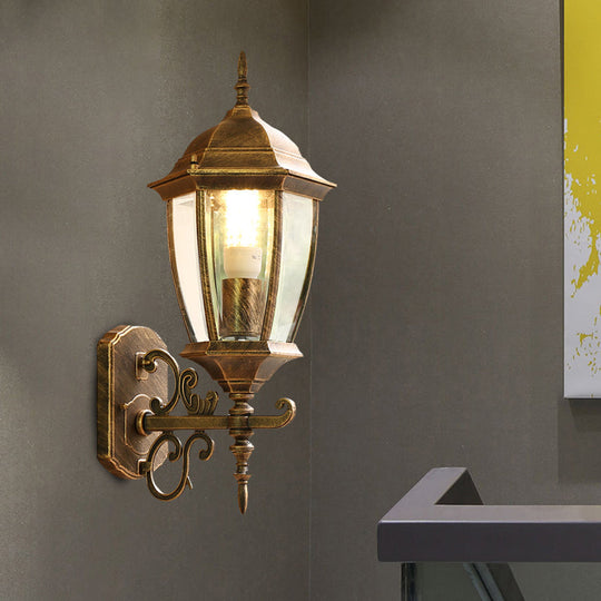 Clear Glass Pinecone Sconce Light - Outdoor Wall Mounted Lamp in Black/Bronze