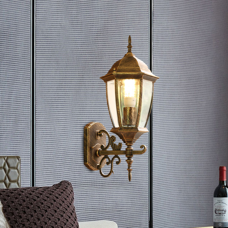 Clear Glass Pinecone Sconce Light - Outdoor Wall Mounted Lamp in Black/Bronze