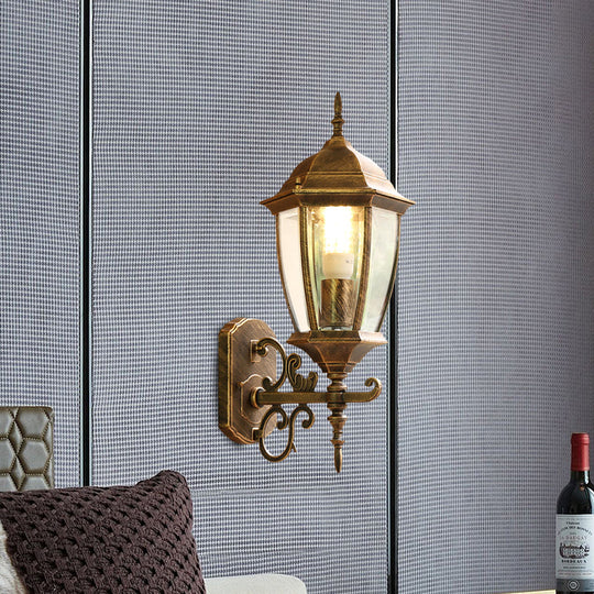 Clear Glass Pinecone Sconce Light - Outdoor Wall Mounted Lamp in Black/Bronze