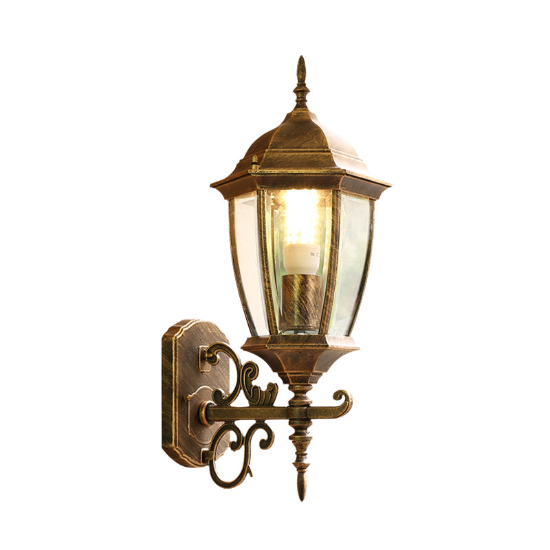 Clear Glass Pinecone Sconce Light - Outdoor Wall Mounted Lamp in Black/Bronze