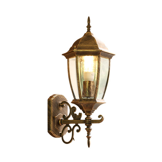 Clear Glass Pinecone Sconce Light - Outdoor Wall Mounted Lamp in Black/Bronze