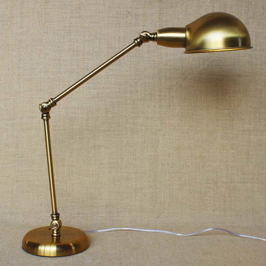 Sleek Industrial Brass/Chrome Swing Arm Desk Lamp with Dome Shade - Ideal for Reading