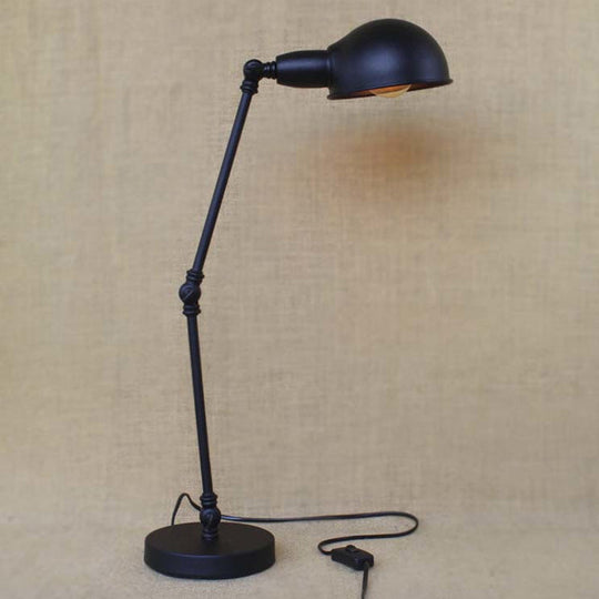 Sleek Industrial Brass/Chrome Swing Arm Desk Lamp with Dome Shade - Ideal for Reading