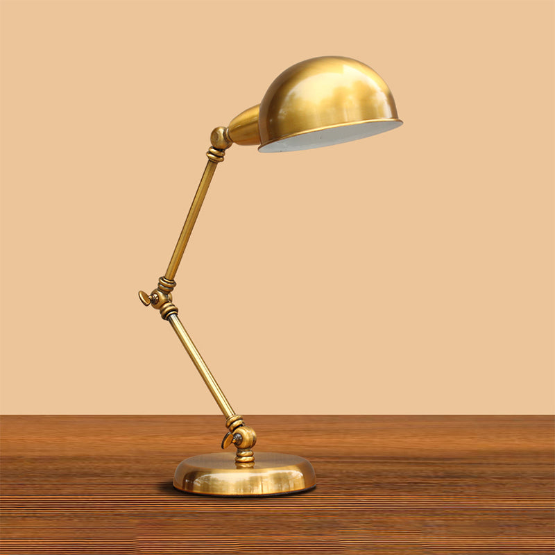 Vintage Loft Metallic Adjustable Desk Lamp - Gold Dome Shade for Bedroom