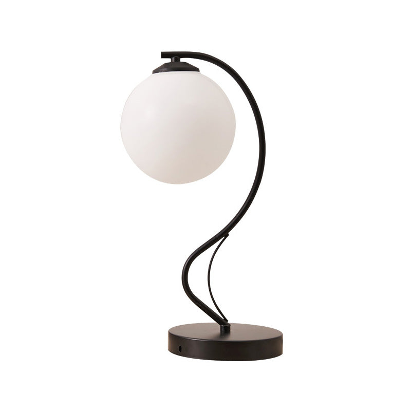 Modern Black Task Lamp with Frosted Glass Globe Shade