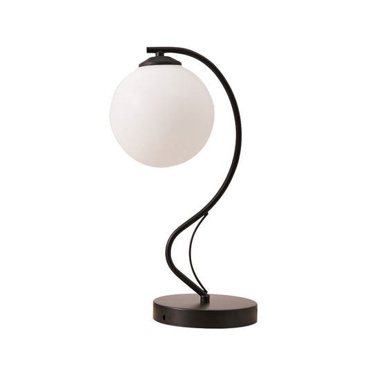 Modern Black Task Lamp with Frosted Glass Globe Shade