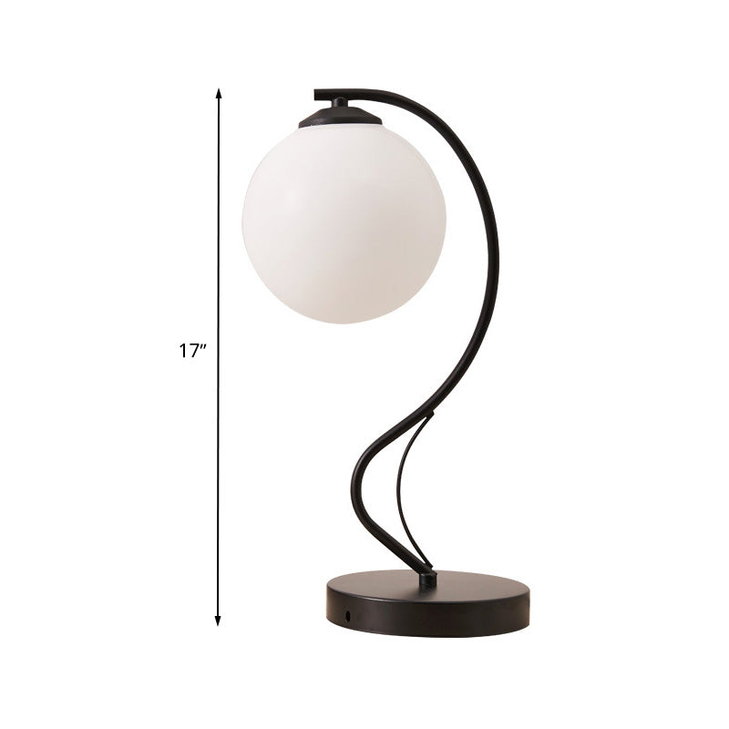 Modern Black Task Lamp with Frosted Glass Globe Shade