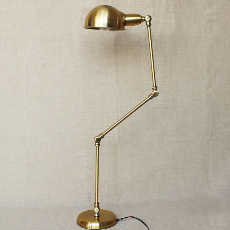 Retro Swing Arm Bedroom Desk Light with Dome Shade - Stylish Metal Design, 1 Light, Black/Brass