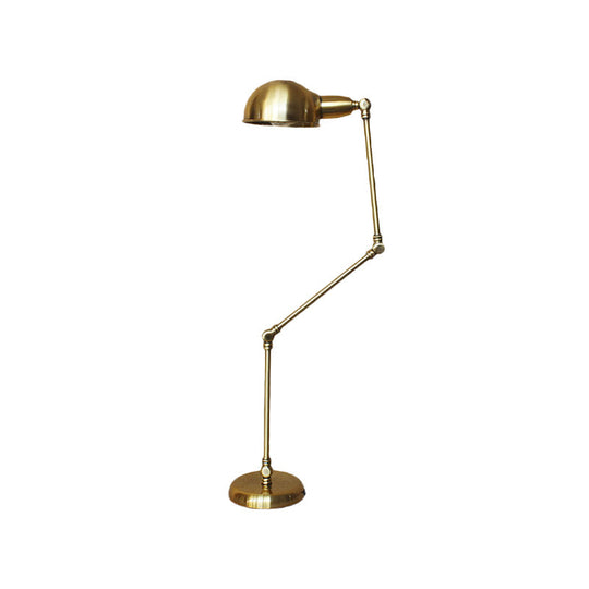 Retro Swing Arm Bedroom Desk Light with Dome Shade - Stylish Metal Design, 1 Light, Black/Brass