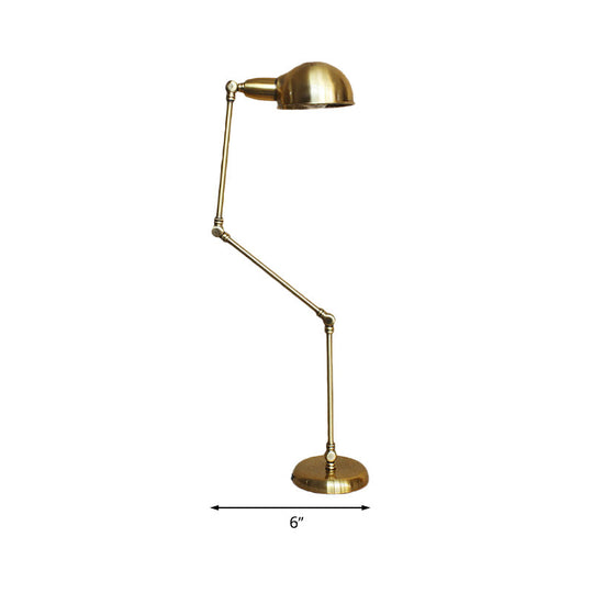 Retro Swing Arm Bedroom Desk Light with Dome Shade - Stylish Metal Design, 1 Light, Black/Brass