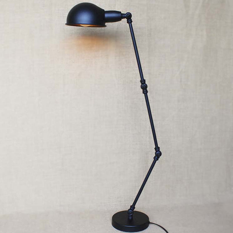 Retro Swing Arm Bedroom Desk Light with Dome Shade - Stylish Metal Design, 1 Light, Black/Brass