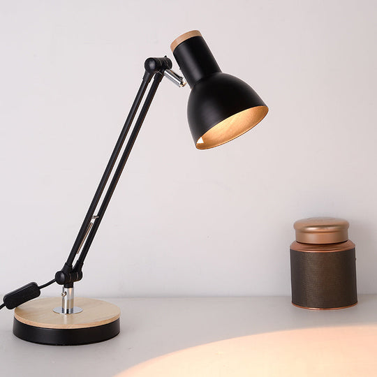 Metal Desk Lamp: Loft Style, Matte Black/White Dome Shade, Flexible Indoor Lighting