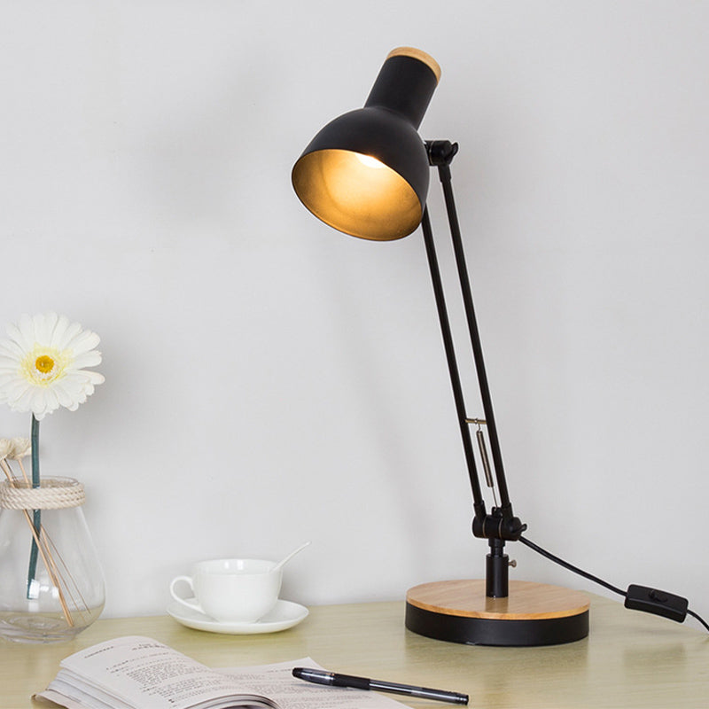 Metal Desk Lamp: Loft Style, Matte Black/White Dome Shade, Flexible Indoor Lighting