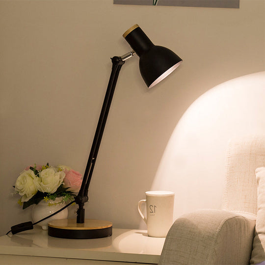 Metal Desk Lamp: Loft Style, Matte Black/White Dome Shade, Flexible Indoor Lighting