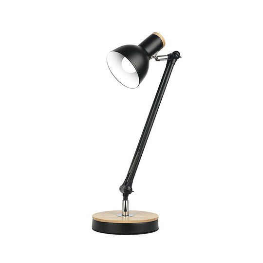 Metal Desk Lamp: Loft Style, Matte Black/White Dome Shade, Flexible Indoor Lighting