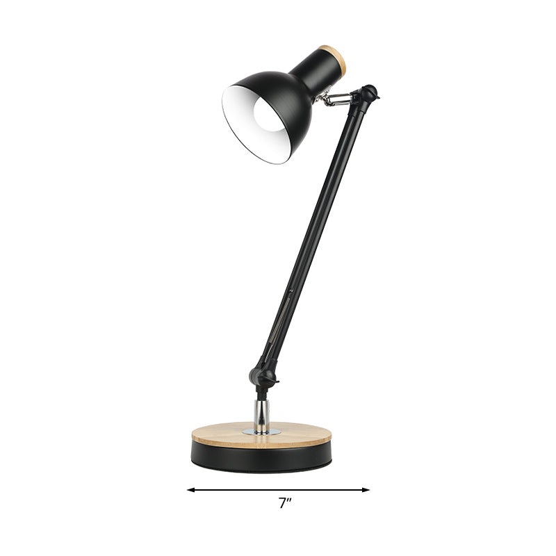 Metal Desk Lamp: Loft Style, Matte Black/White Dome Shade, Flexible Indoor Lighting