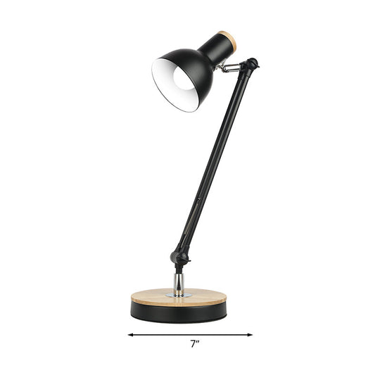 Metal Desk Lamp: Loft Style, Matte Black/White Dome Shade, Flexible Indoor Lighting