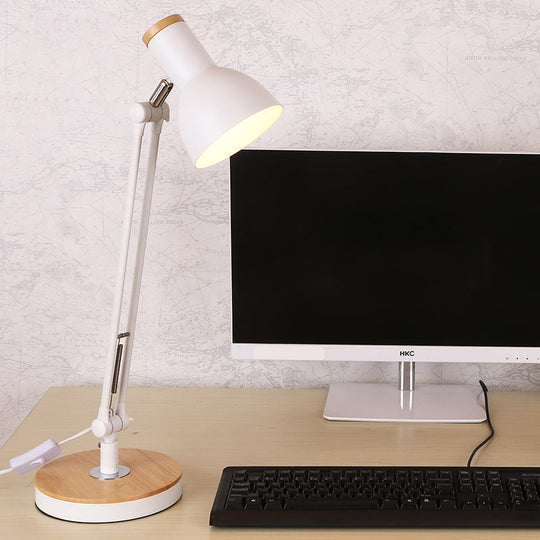 Metal Desk Lamp: Loft Style, Matte Black/White Dome Shade, Flexible Indoor Lighting