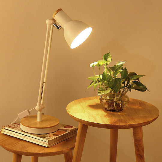 Metal Desk Lamp: Loft Style, Matte Black/White Dome Shade, Flexible Indoor Lighting