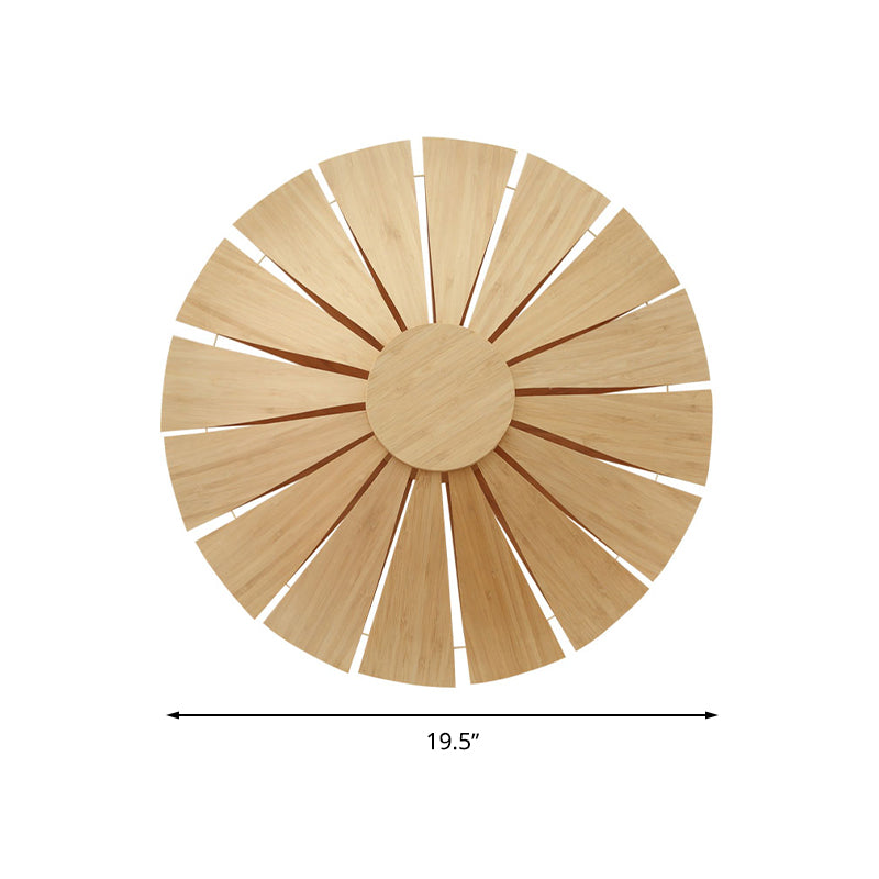 Modern Wood Veneer Wall Sconce Lighting - 19.5"/23.5" Diameter Circular Design - 1 Light for Living Room