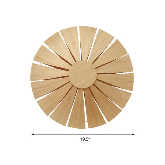 Modern Wood Veneer Wall Sconce Lighting - 19.5"/23.5" Diameter Circular Design - 1 Light for Living Room