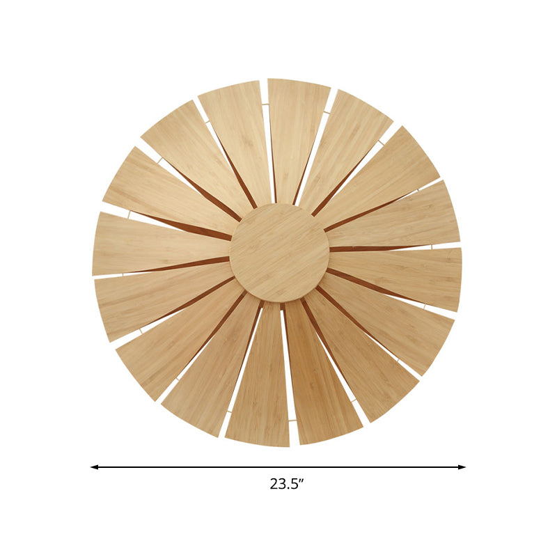 Modern Wood Veneer Wall Sconce Lighting - 19.5"/23.5" Diameter Circular Design - 1 Light for Living Room