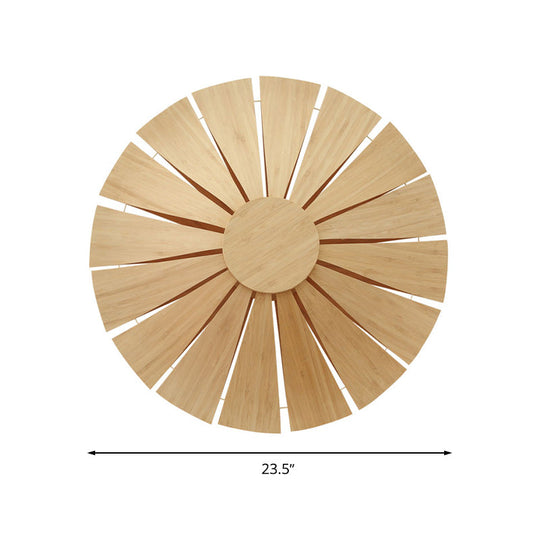 Modern Wood Veneer Wall Sconce Lighting - 19.5"/23.5" Diameter Circular Design - 1 Light for Living Room