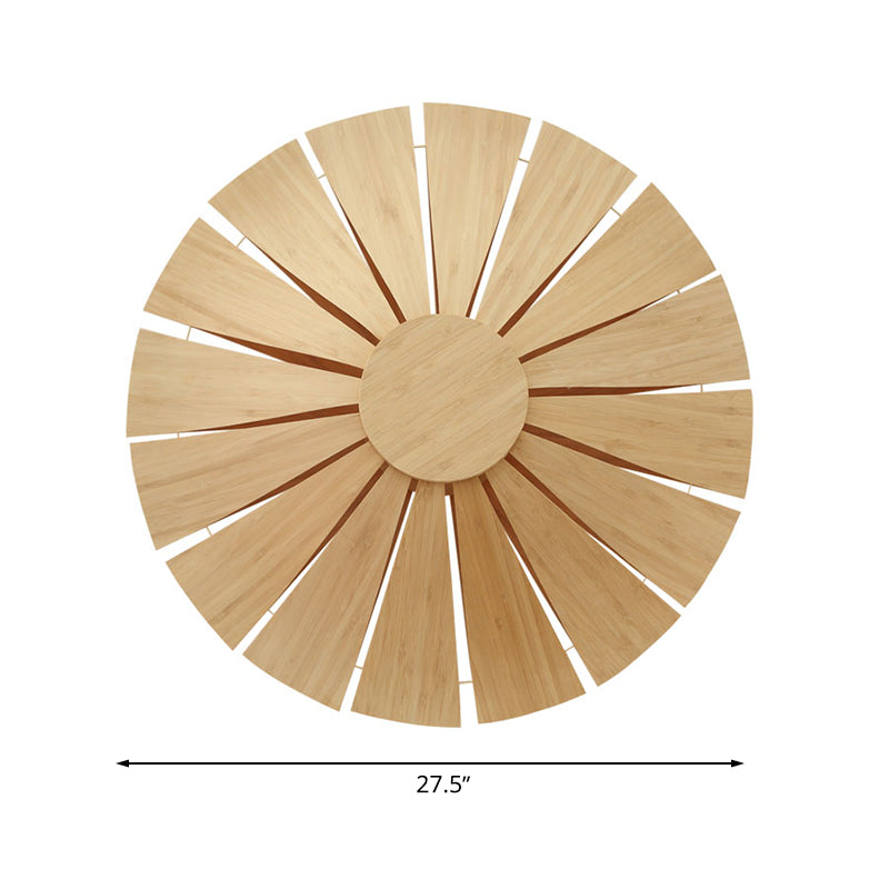 Modern Wood Veneer Wall Sconce Lighting - 19.5"/23.5" Diameter Circular Design - 1 Light for Living Room
