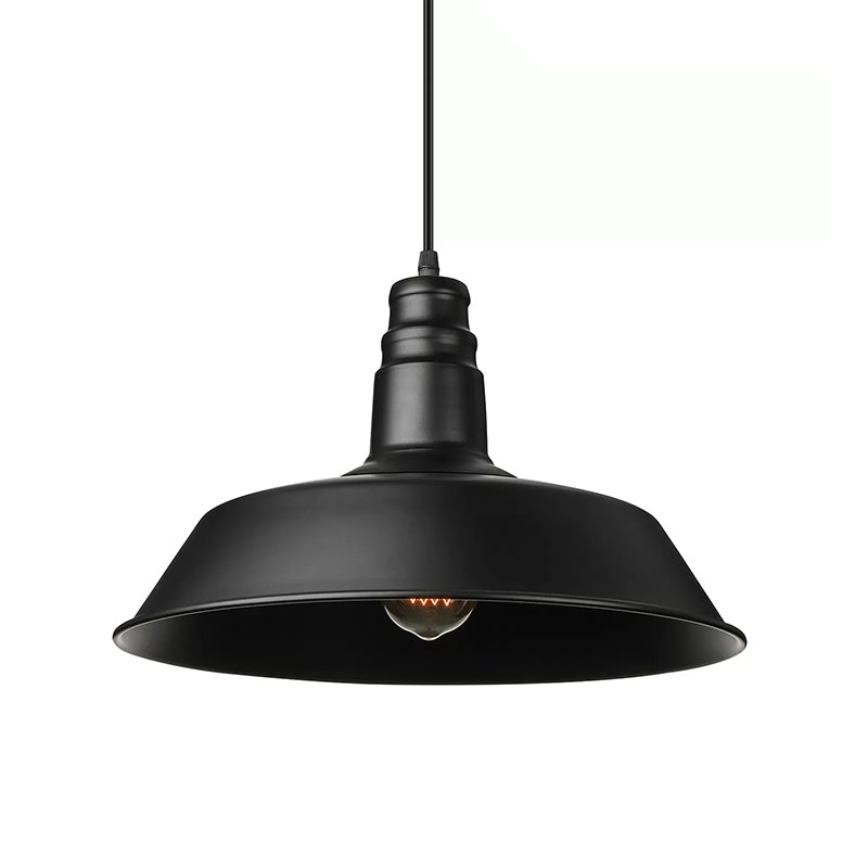 Barn-Inspired Pendant Light – Industrial Metal Suspension, Black – Perfect for Study Room