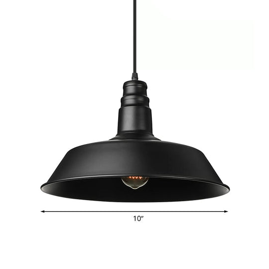 Barn-Inspired Pendant Light – Industrial Metal Suspension, Black – Perfect for Study Room