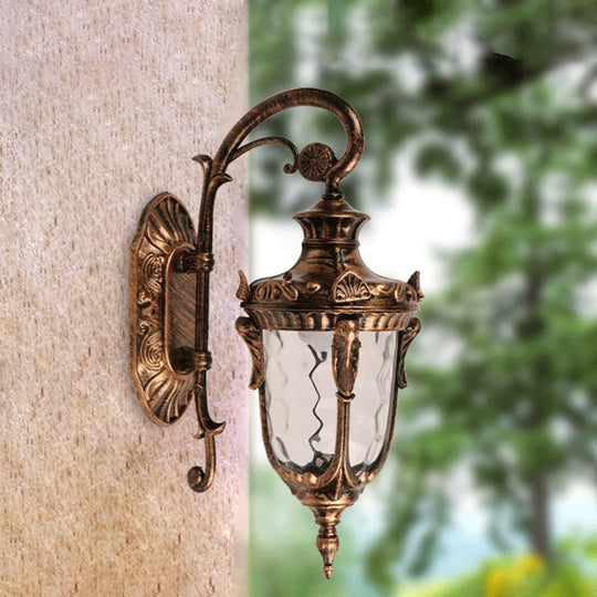 Acorn Glass Wall Sconce with Clear Water Glass in Brass Finish