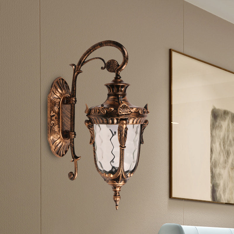 Acorn Glass Wall Sconce with Clear Water Glass in Brass Finish