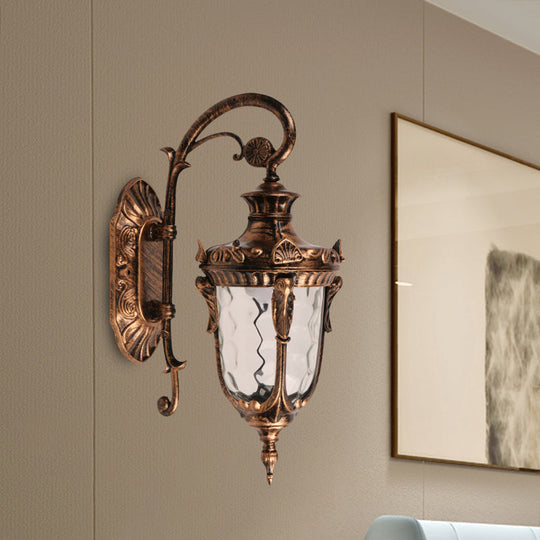 Acorn Glass Wall Sconce with Clear Water Glass in Brass Finish