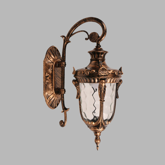 Acorn Glass Wall Sconce with Clear Water Glass in Brass Finish