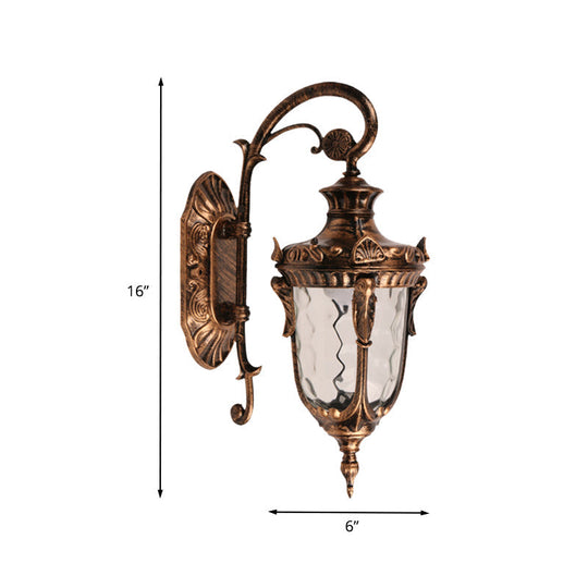 Acorn Glass Wall Sconce with Clear Water Glass in Brass Finish
