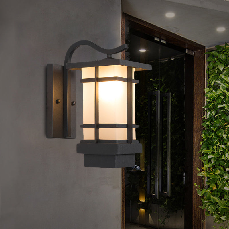 Black Metal Wall Sconce with Crossing Design and Glass Shade - 1 Head Country Lamp