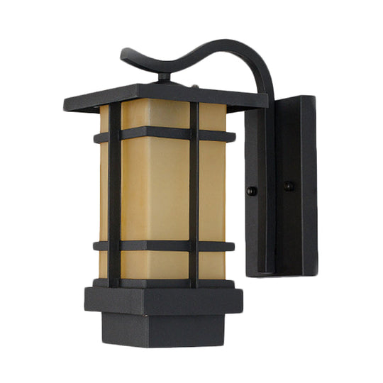 Black Metal Wall Sconce with Crossing Design and Glass Shade - 1 Head Country Lamp