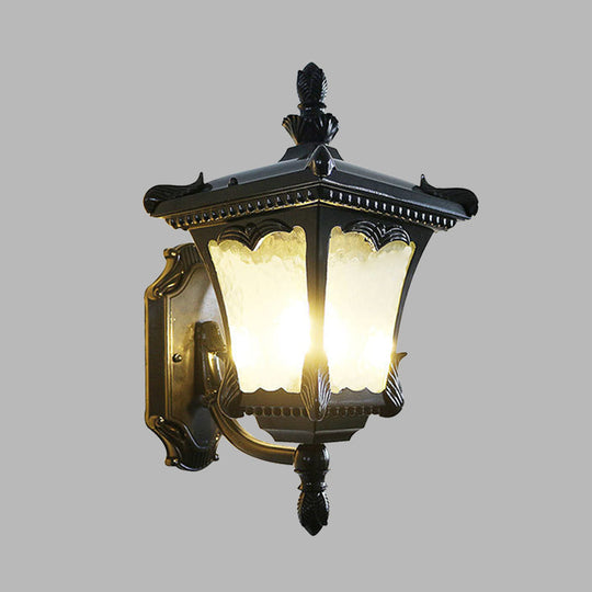 Modern Black Aluminum Wall Sconce with Water Glass Shade - 1 Light Farmhouse Lighting