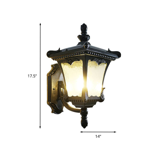 Modern Black Aluminum Wall Sconce with Water Glass Shade - 1 Light Farmhouse Lighting