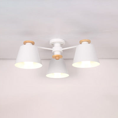 Kindergarten Foyer Chandelier: Bucket Shade Multi-Head Metal Hanging Light