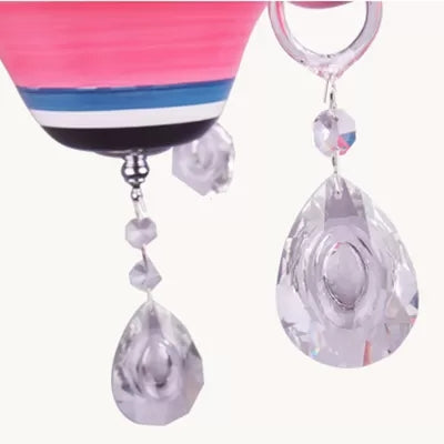 Kids' Pink Teardrop Crystal Pendant Light: Candle-Shaped Metal Hanging Light for Girls' Room