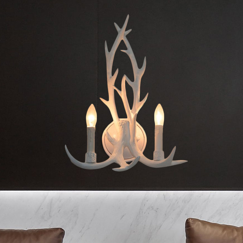 Deer Horn Resin Open Bulb Wall Lamp - 1 Light Lodge Country Sconce Light for Kitchen
