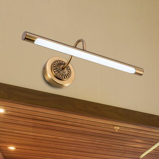 Modernist Style Tube Metal Vanity Sconce Light, LED Wall Mount Lamp (18"/22" W) in Weathered Copper/Brushed Brass - Warm/White Light