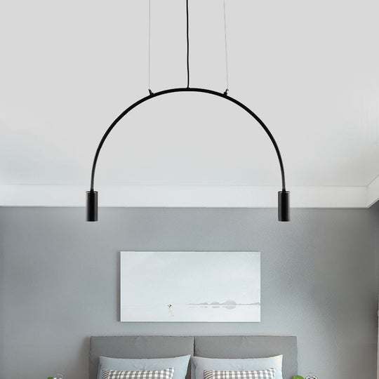Arched Pendant Lighting with LED for Bar - Contemporary Black Metal, 2/3/5 Lights