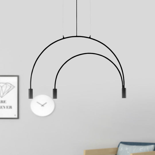 Arched Pendant Lighting with LED for Bar - Contemporary Black Metal, 2/3/5 Lights