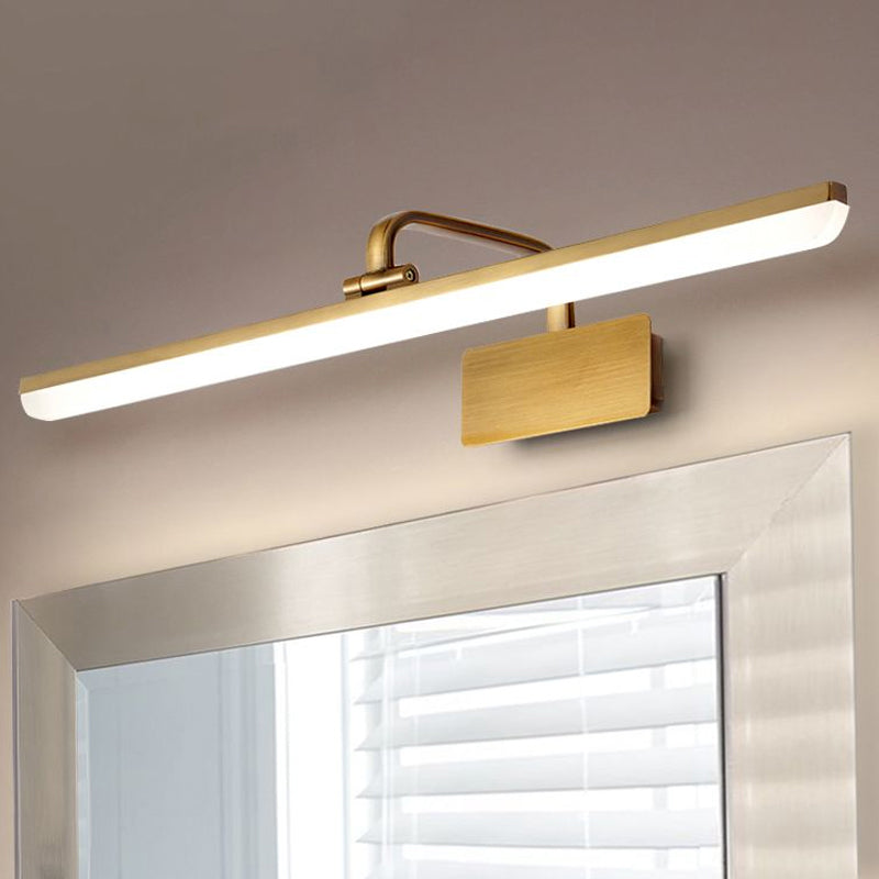 Ultra-Thin LED Indoor Wall Light - Brushed Brass Vanity Sconce in Warm/White Lighting, 16"/19.5" Width