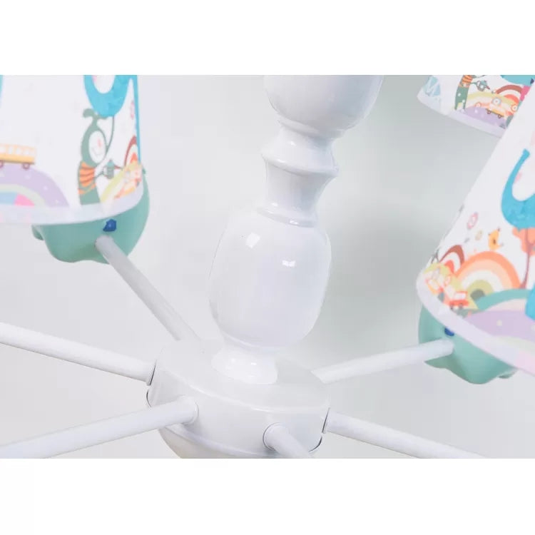 Metallic Blue Elephant Pendant Lamp with Coolie Shade Chandelier for Nursing Room